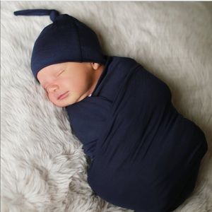 Milkmaid Goods Navy Swaddle & Hat